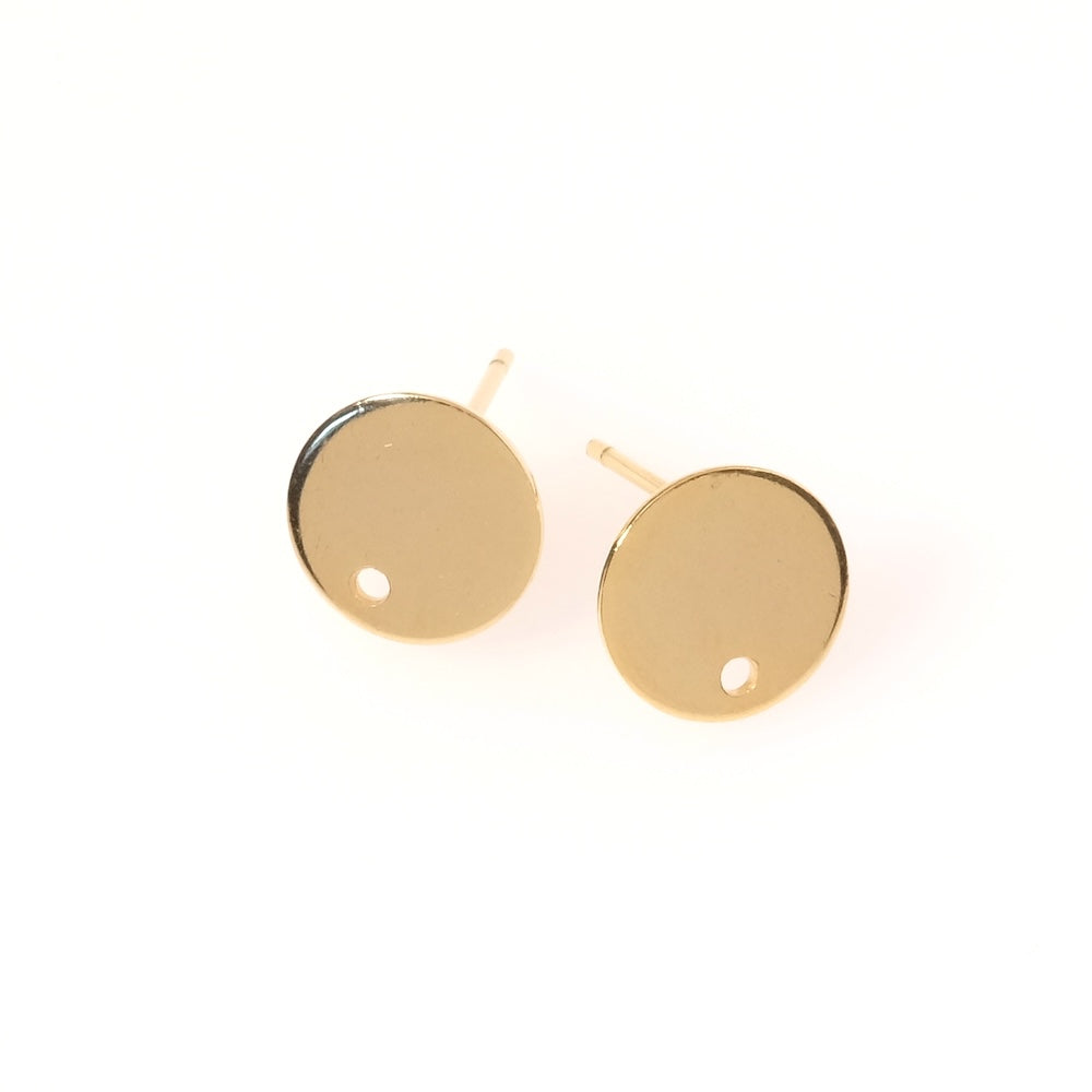 Boucles d'oreilles clous rond 10mm en acier inoxydable Doré, 2 paires