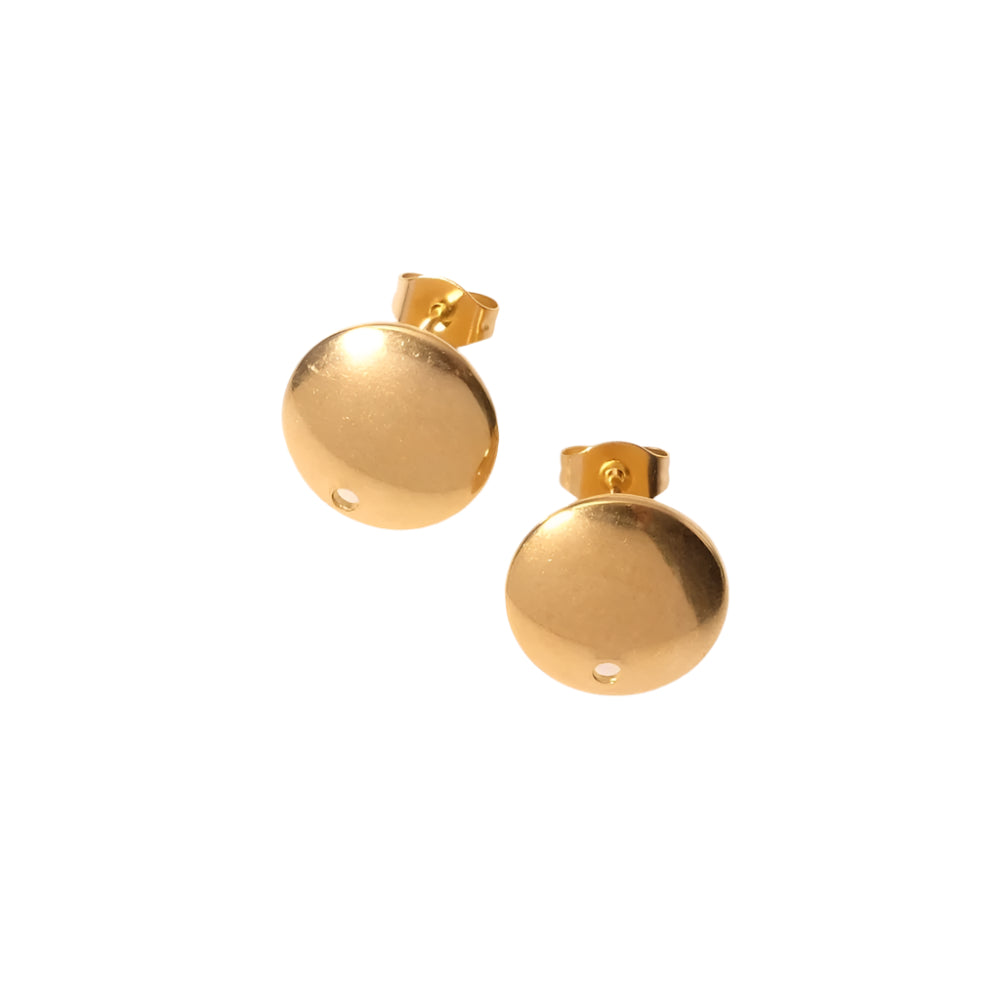 Boucles d'oreilles clous rond en acier inoxydable 304 Doré