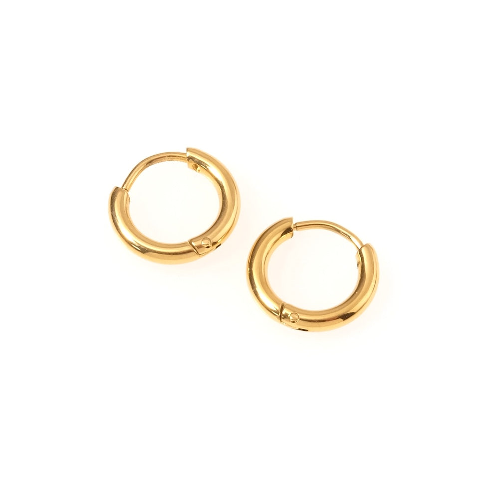 Boucles d&#39;oreilles créoles 12mm en acier inoxydable 304 Doré 18K