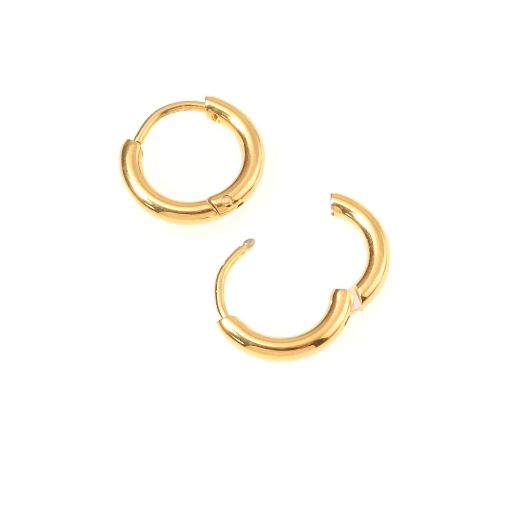 Boucles d&#39;oreilles créoles 12mm en acier inoxydable 304 Doré 18K