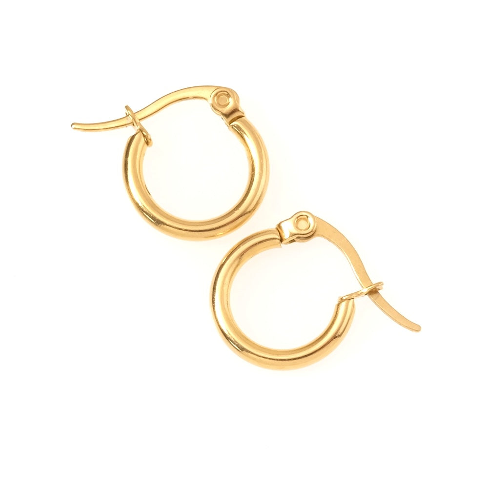 Boucles d&#39;oreilles créoles 13,5mm en acier inoxydable 304 Doré 18K