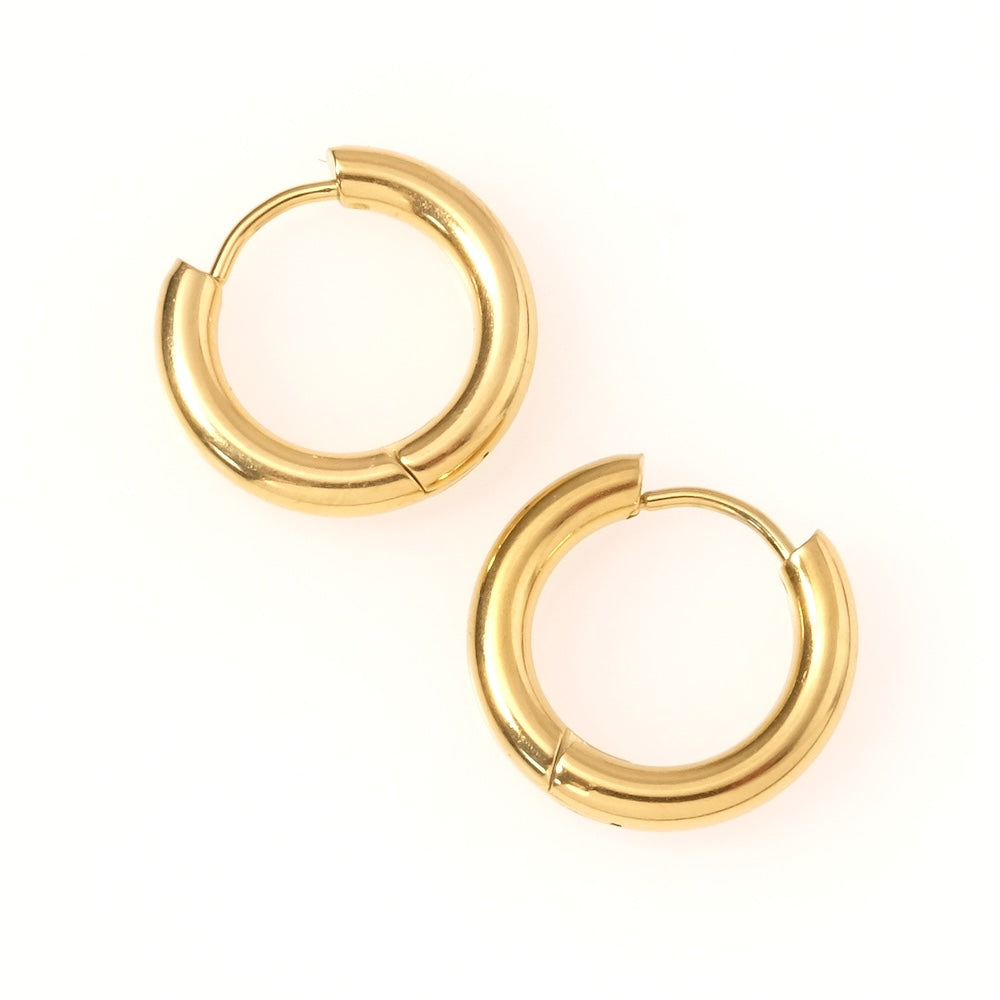 Boucles d&#39;oreilles créoles 18mm en acier inoxydable 304 Doré 18K