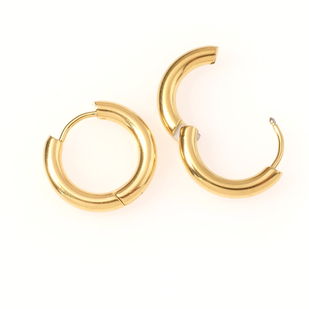 Boucles d&#39;oreilles créoles 18mm en acier inoxydable 304 Doré 18K