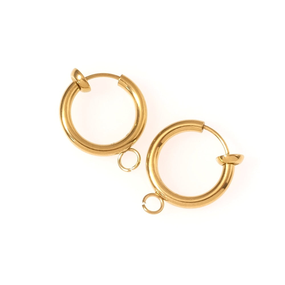 Boucles d'oreilles créoles clip en acier inoxydable 316 Doré 18K, la paire