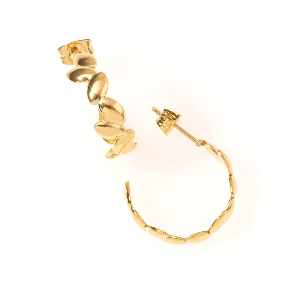 Boucles d'oreilles créoles végétale en acier inoxydable 304 Doré