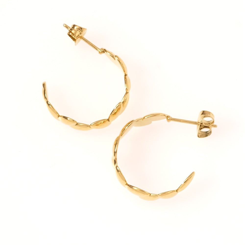 Boucles d&#39;oreilles créoles végétale en acier inoxydable 304 Doré