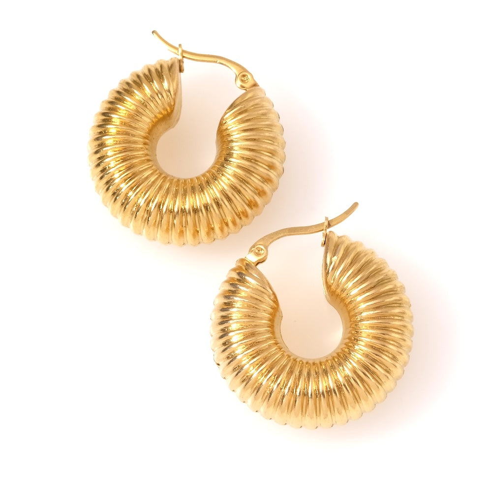 Boucles d&#39;oreilles créoles vintage en acier inoxydable 304 Doré 24K