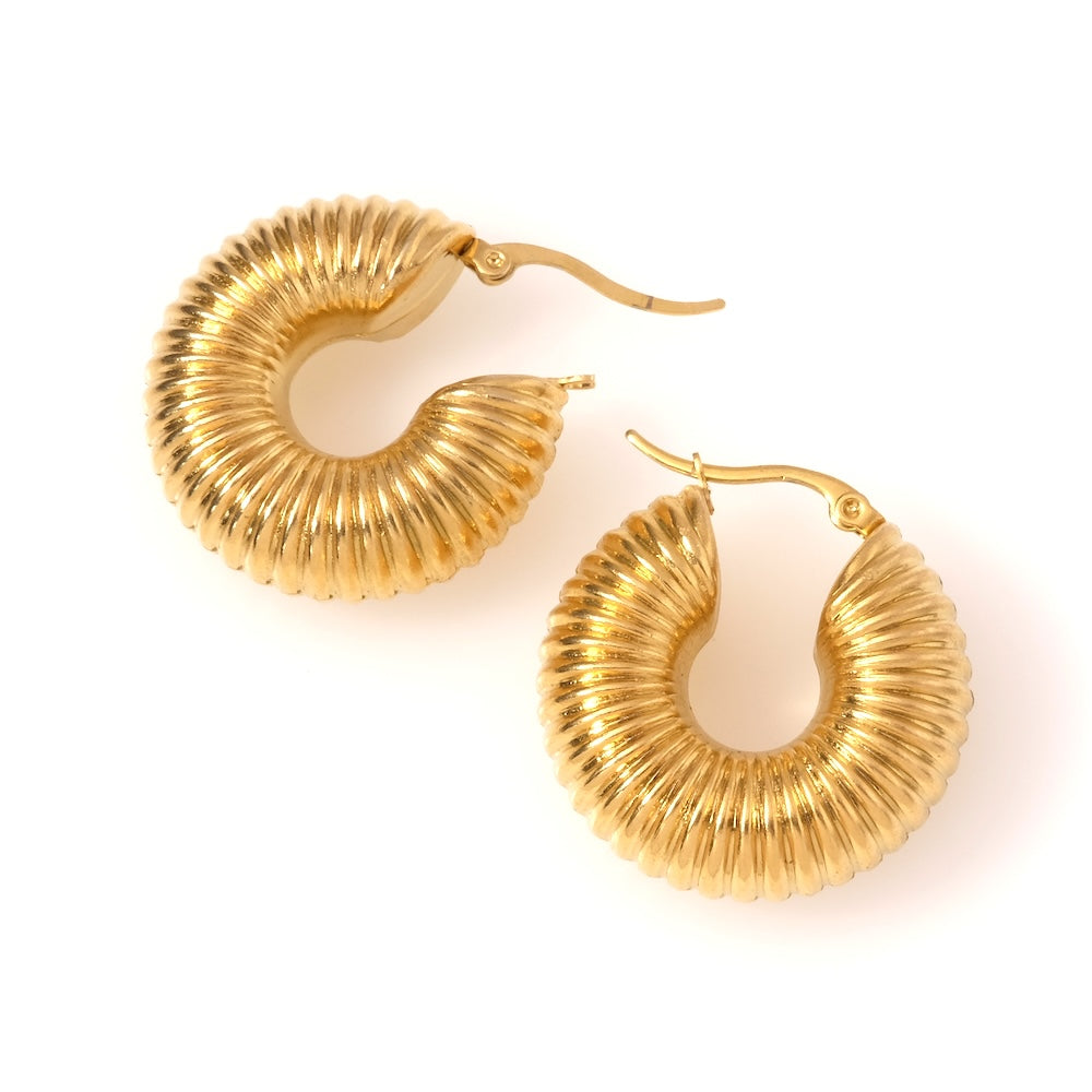 Boucles d'oreilles créoles vintage en acier inoxydable 304 Doré 24K