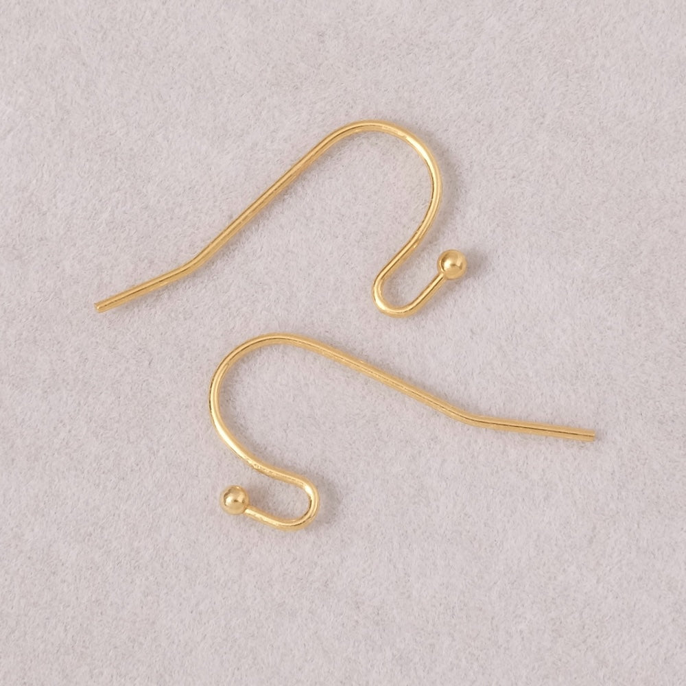 Boucles d'oreilles crochets boule en laiton doré à l'or fin 24K Premium, la paire