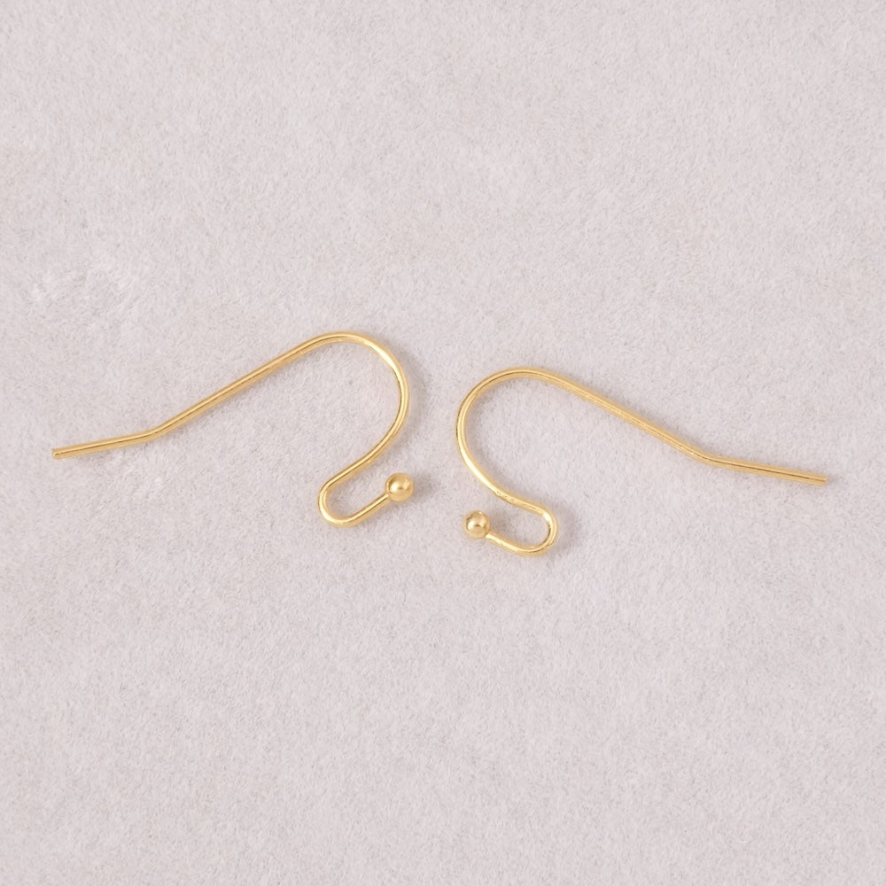 Boucles d'oreilles crochets boule en laiton doré à l'or fin 24K Premium, la paire