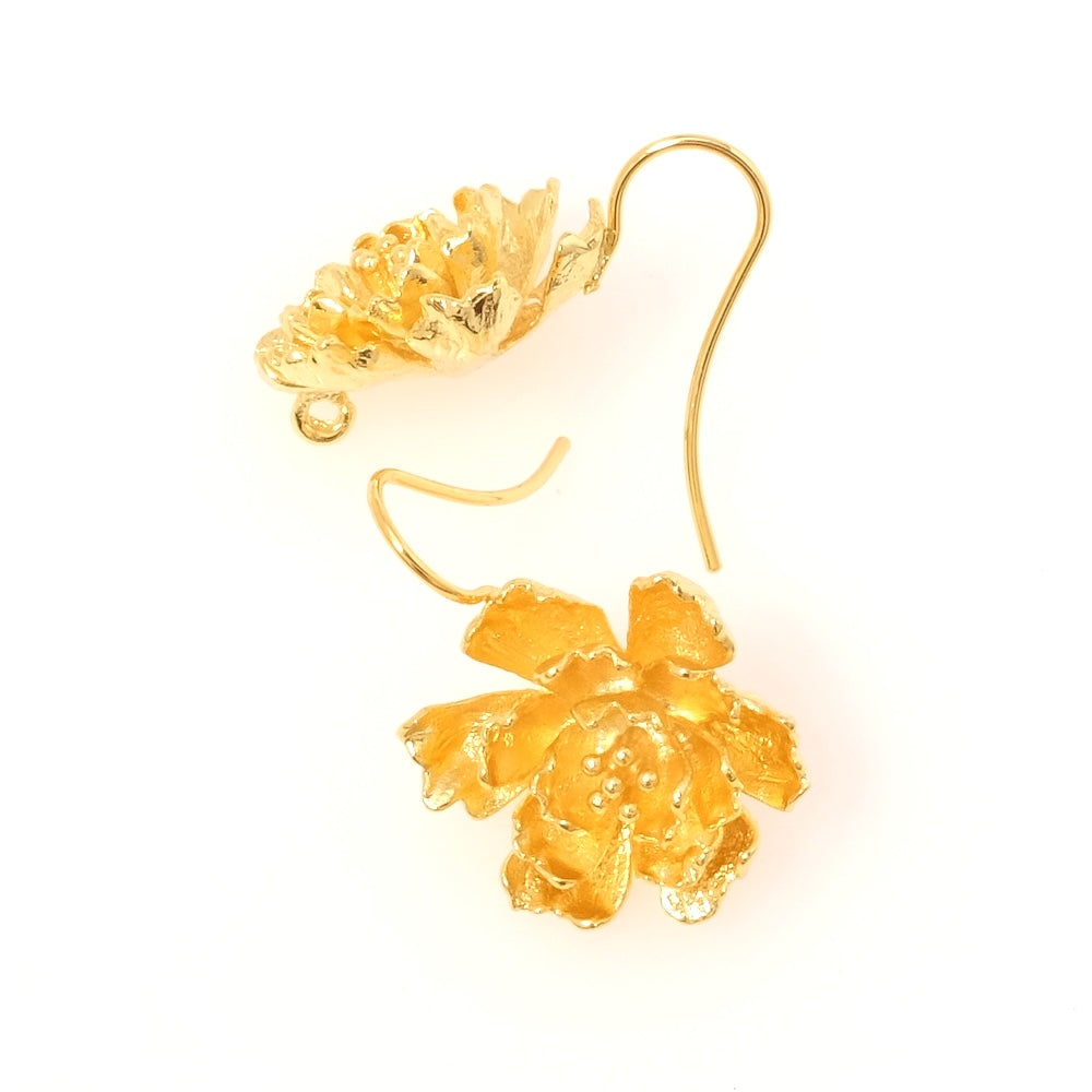 Boucles d'oreilles fleur dorée à l'or fin 24K Premium