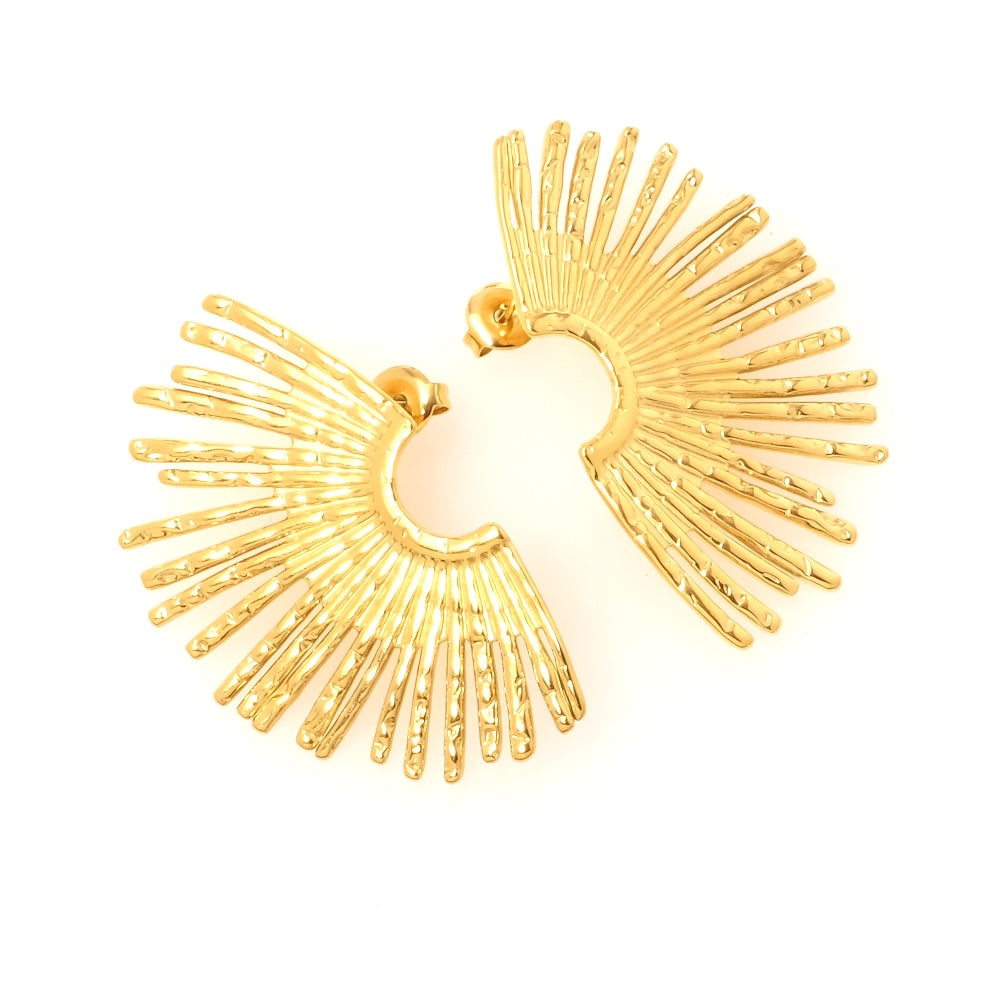 Boucles d&#39;oreilles rayon de soleil en acier inoxydable 304 Doré 18K