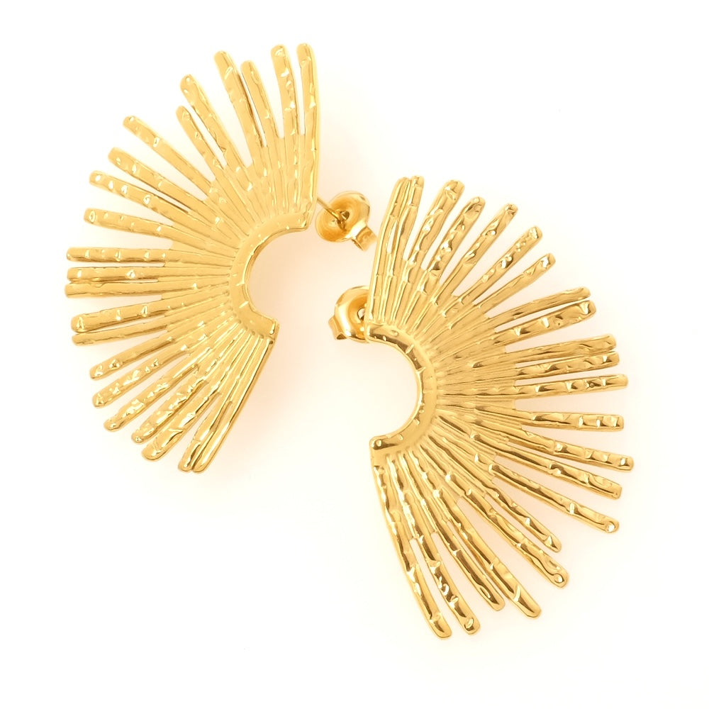 Boucles d&#39;oreilles rayon de soleil en acier inoxydable 304 Doré 18K