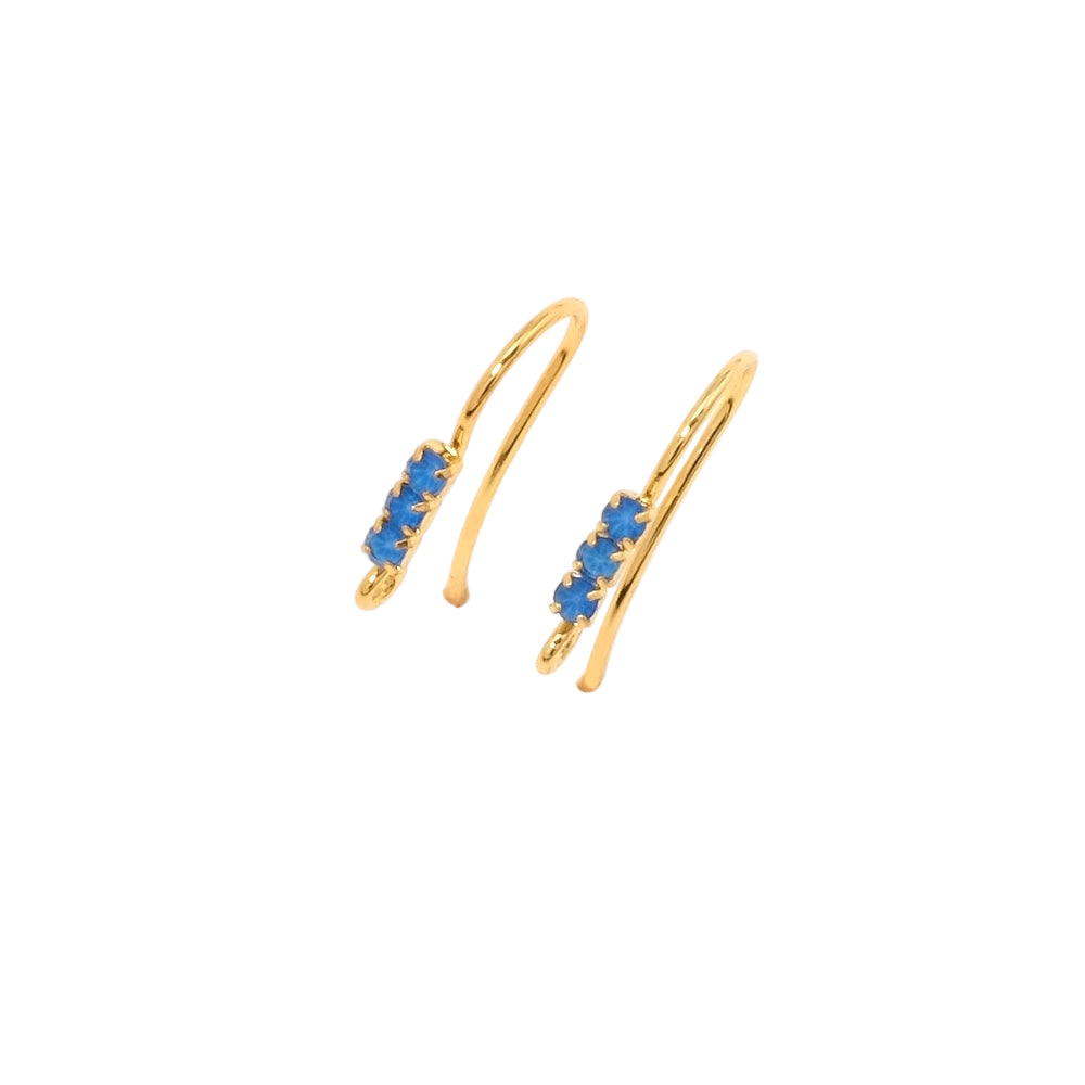 Boucles d'oreilles strass bleu en laiton Doré à l'or fin 24K Premium, la paire