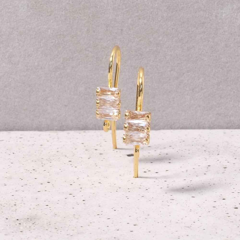 Boucles d'oreilles strass en Oxyde de Zirconium en laiton Doré à l'or fin 24K Premium