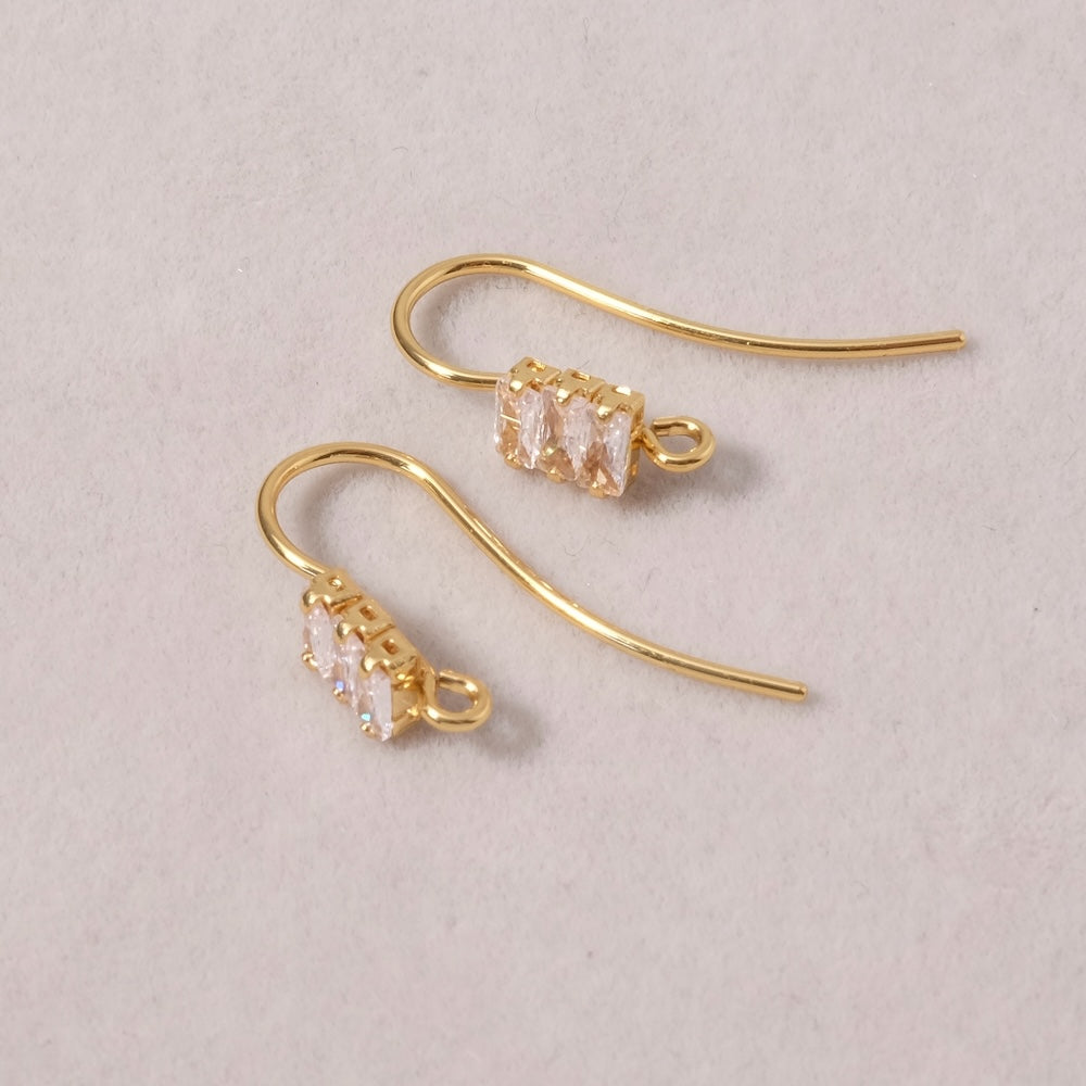 Boucles d'oreilles strass en Oxyde de Zirconium en laiton Doré à l'or fin 24K Premium