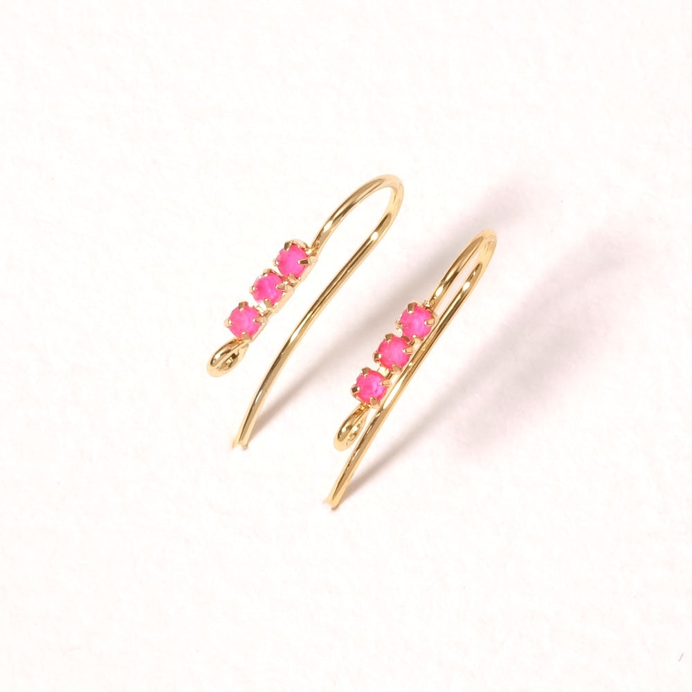 Boucles d'oreilles strass rose en laiton Doré à l'or fin 24K Premium, la paire