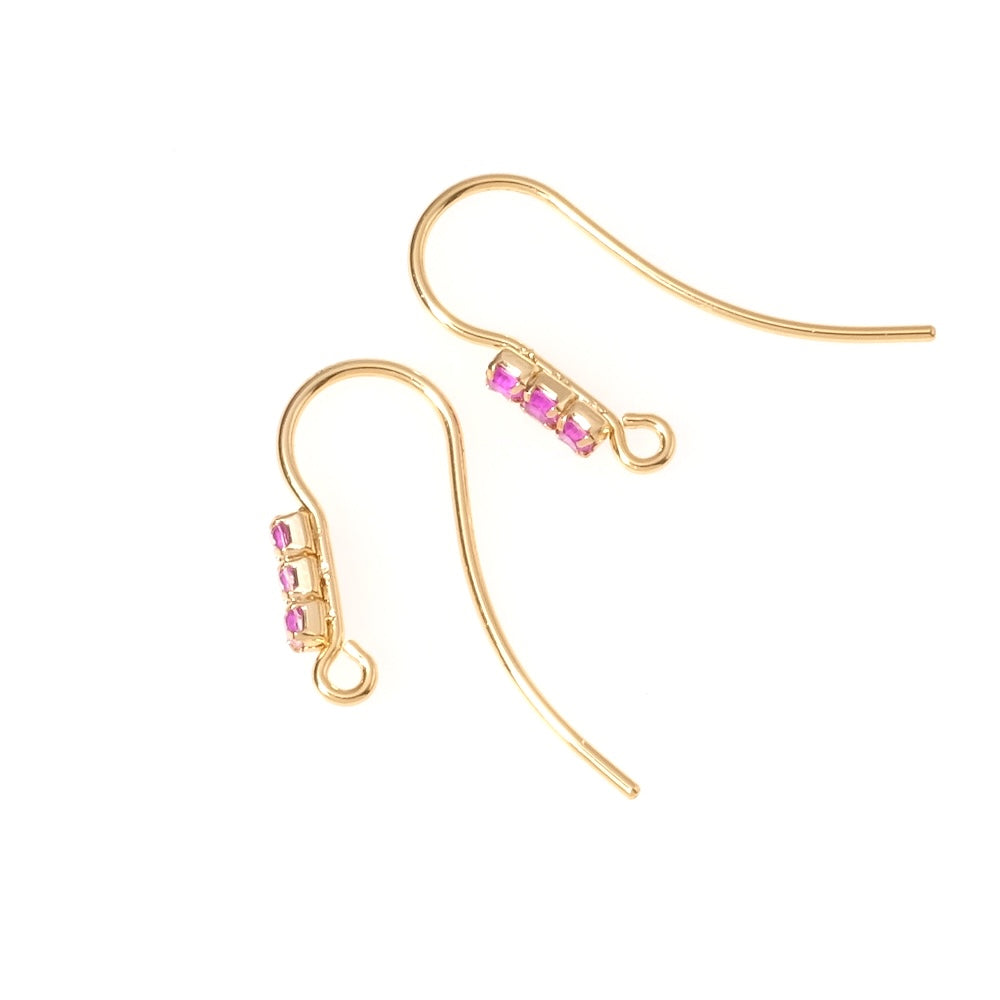 Boucles d&#39;oreilles strass violet fluo en laiton Doré à l&#39;or fin 24K Premium, la paire