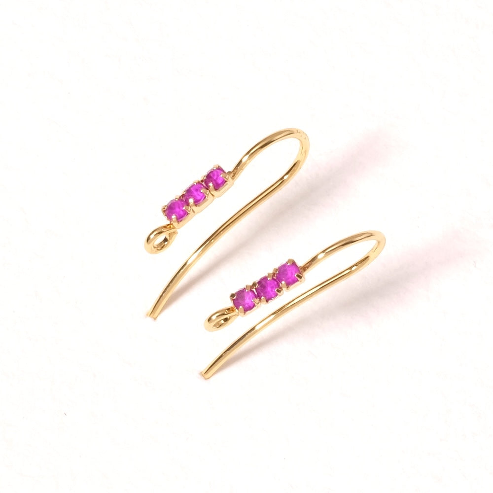 Boucles d'oreilles strass violet fluo en laiton Doré à l'or fin 24K Premium, la paire