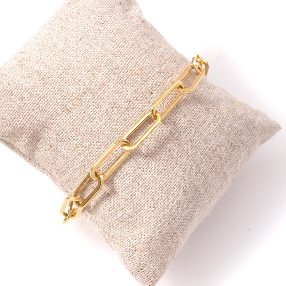 Bracelet chaine rectangle en acier inoxydable 304 Doré