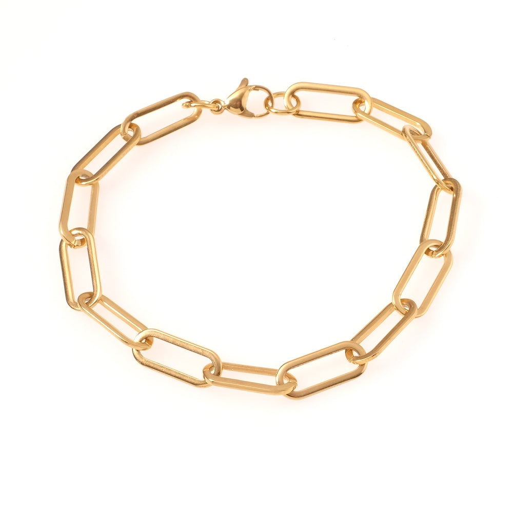 Bracelet chaine rectangle en acier inoxydable 304 Doré