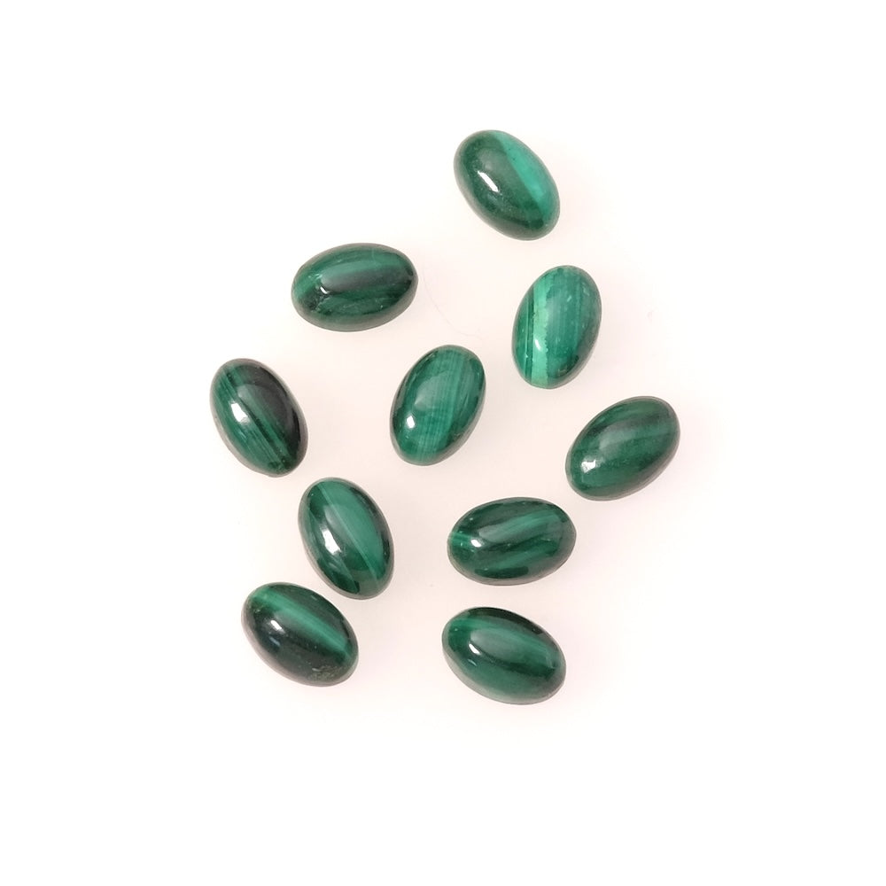 Lot De Cabochons Malachite Anciens – Pierres Fines Vertes, Forme Cabochon