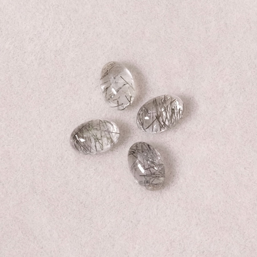 Cabochon en pierre naturelle Ovale 6 x 4mm Quartz Black rutile