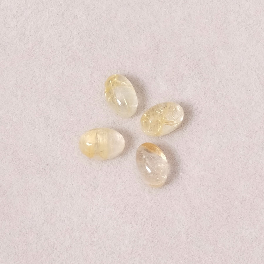 Cabochon en pierre naturelle Ovale 6 x 4mm Quartz Rutile cheveux de Vénus