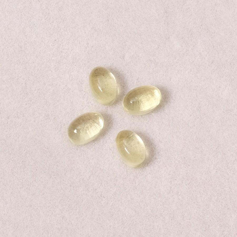 Cabochon en pierre naturelle Ovale 6 x 4mm Quartz citron Doré vert