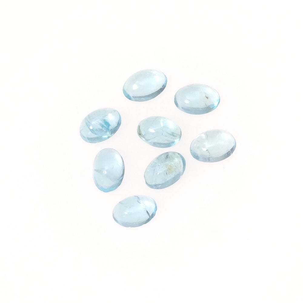 Cabochon en pierre naturelle Ovale facetté 6 x 4mm en Apatite bleue