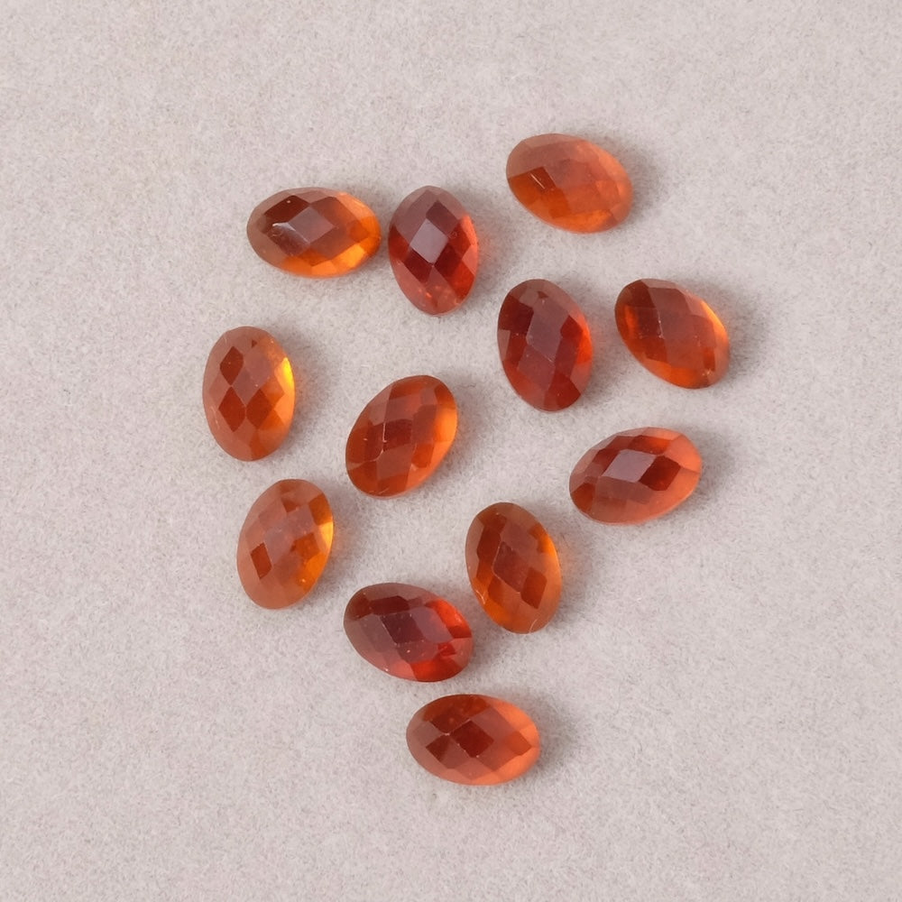 Cabochon en pierre naturelle Ovale facetté 6 x 4mm Grenat Hessonite