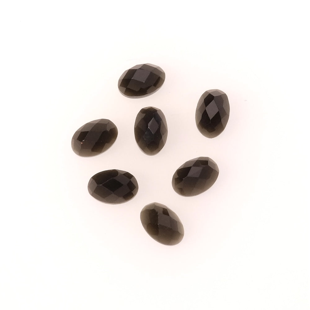Cabochon en pierre naturelle Ovale facetté 6 x 4mm Obsidienne