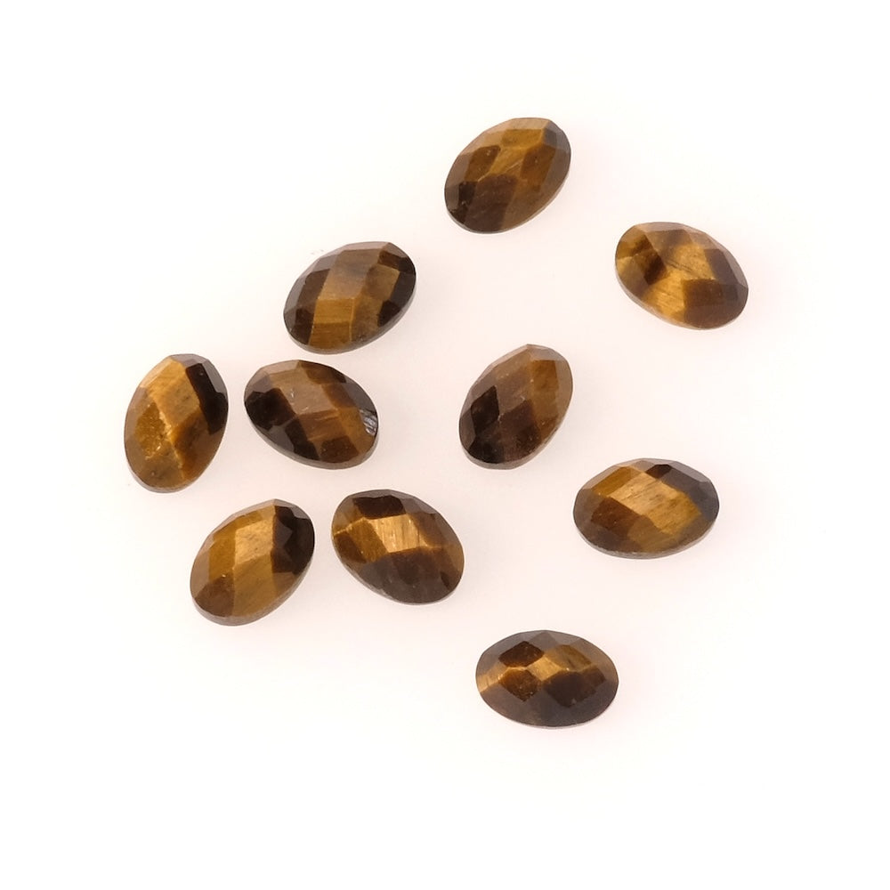 Cabochon en pierre naturelle Ovale facetté 6 x 4mm Oeil de Tigre
