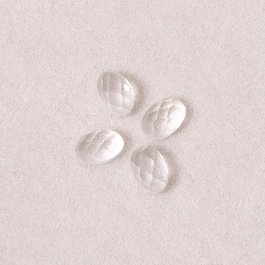 Cabochon en pierre naturelle Ovale facetté 6 x 4mm Quartz Cristal de roche
