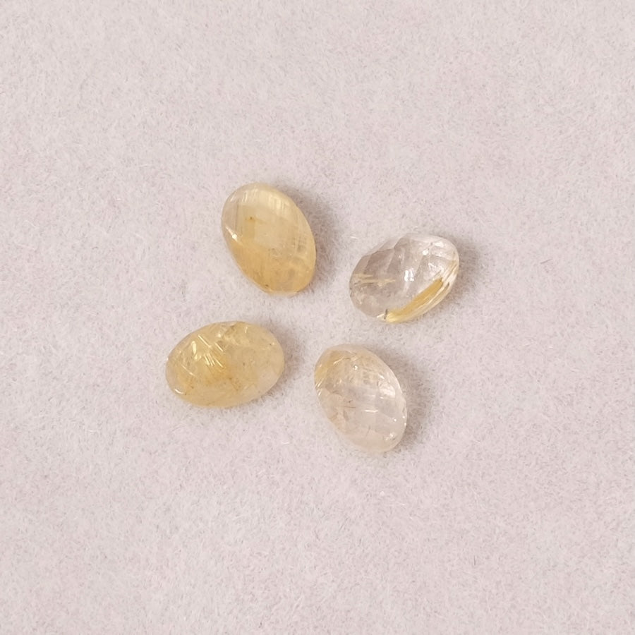 Cabochon en pierre naturelle Ovale facetté 6 x 4mm Quartz Rutile cheveux de Vénus