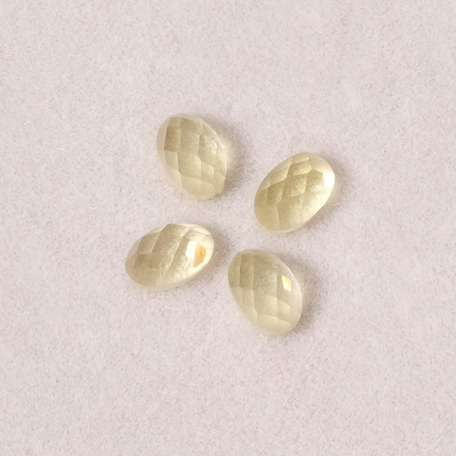 Cabochon en pierre naturelle Ovale facetté 6 x 4mm Quartz citron Doré vert