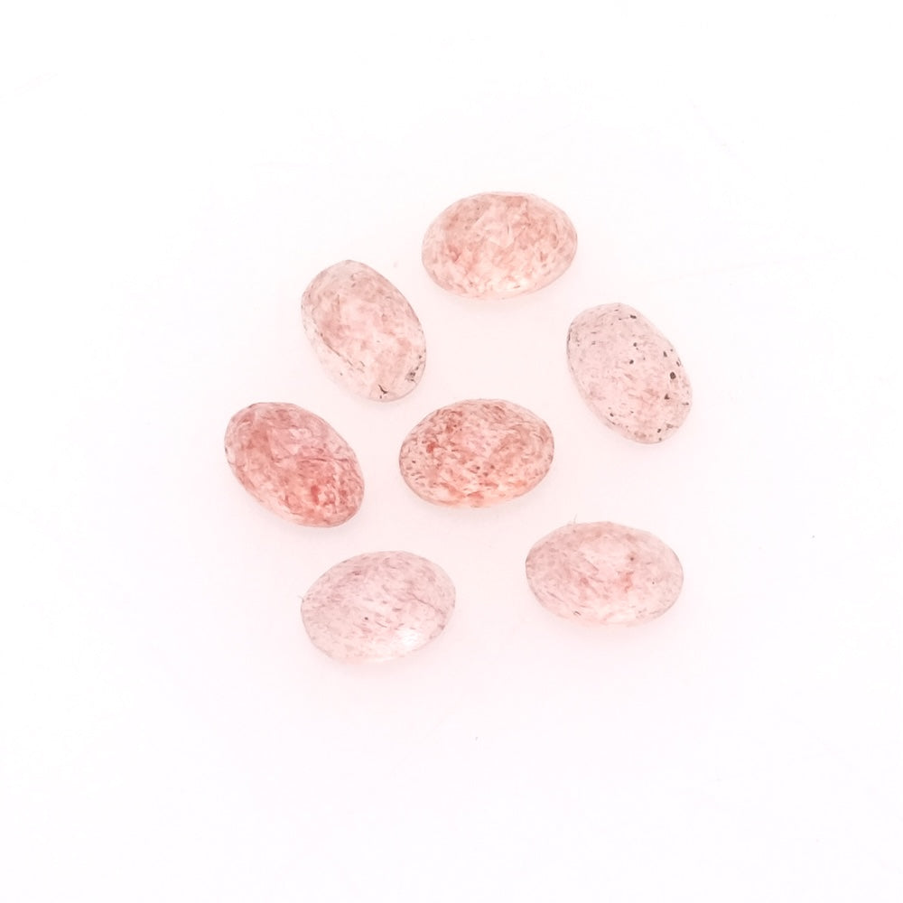 Cabochon en pierre naturelle Ovale facetté 6 x 4mm Quartz fraise