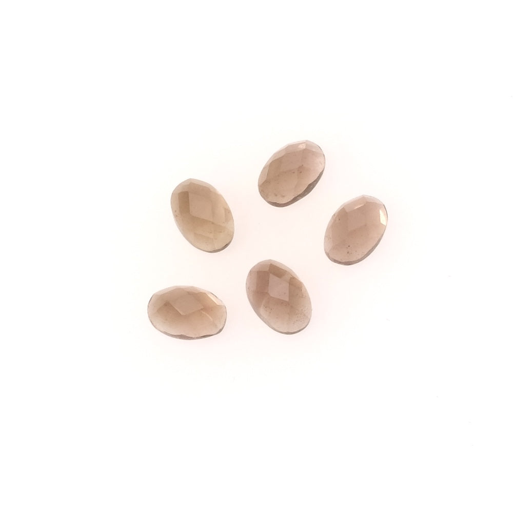Cabochon en pierre naturelle Ovale facetté 6 x 4mm Quartz fumé