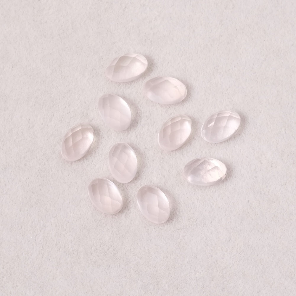 Cabochon en pierre naturelle Ovale facetté 6 x 4mm Quartz rose