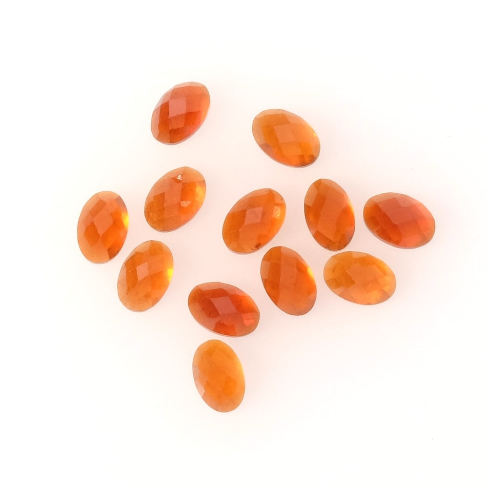 Cabochon en pierre naturelle Ovale facetté 6 x 4mm Grenat Hessonite