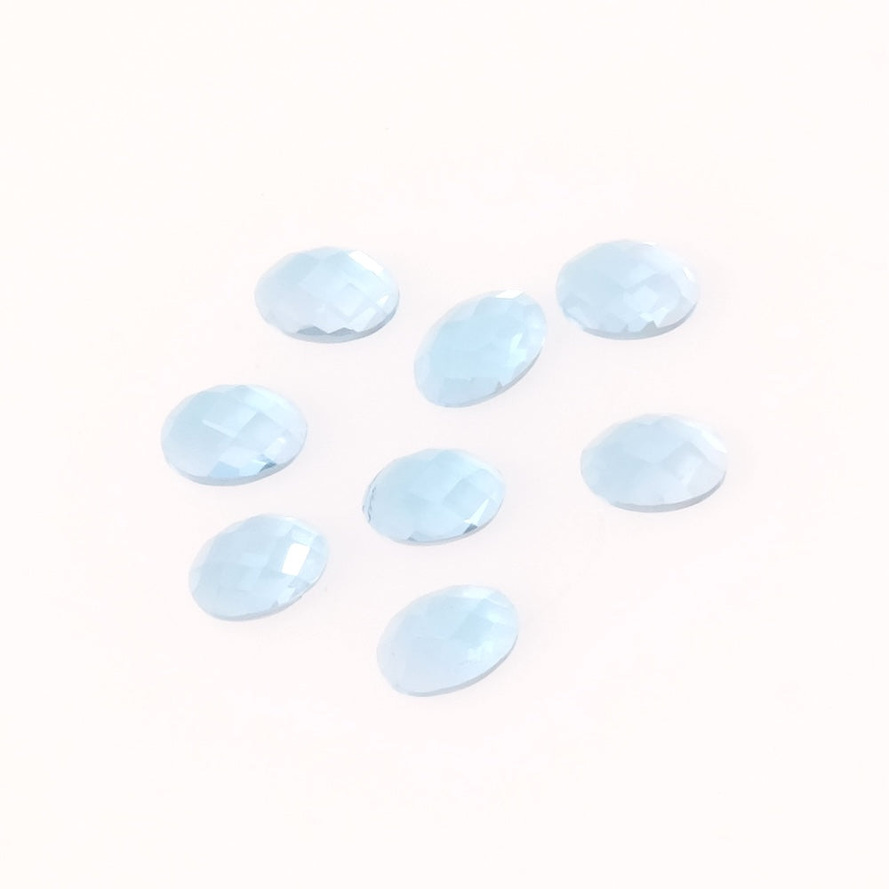 Cabochon pierre naturelle Ovale facetté 6 x 4mm Topaze Swiss Blue