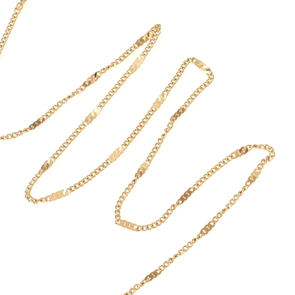 Bobine de 9,5 mètres de chaîne maillon gourmette alternée en acier inoxydable 304 doré 18K