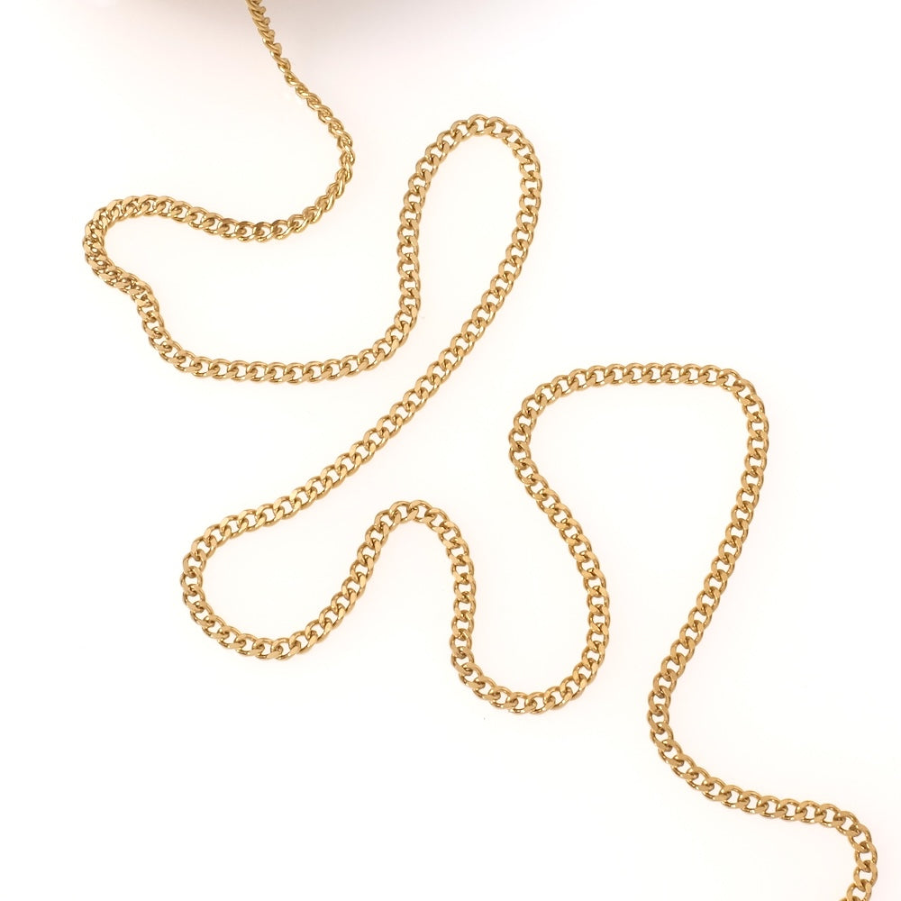 Bobine de 9,5 mètres de chaîne maillon gourmette en acier inoxydable 304 doré 18K