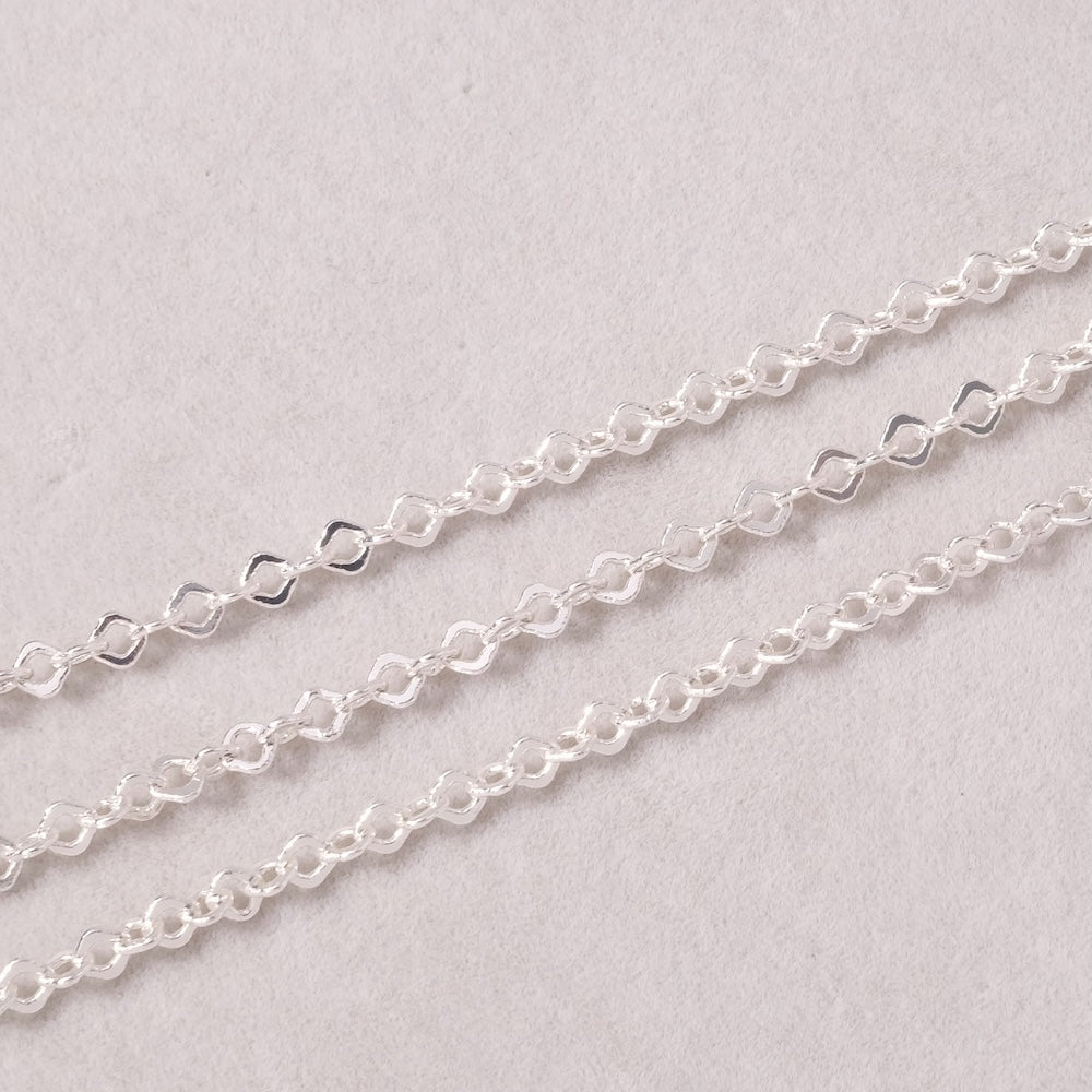 25cm de chaine maillons Losanges en laiton Argenté 925 Premium