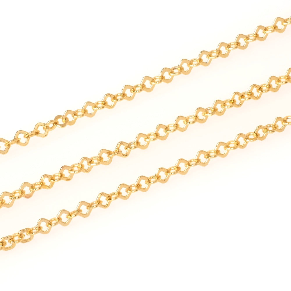 25cm de chaine maillons Losanges en laiton doré à l'or fin 24K Premium