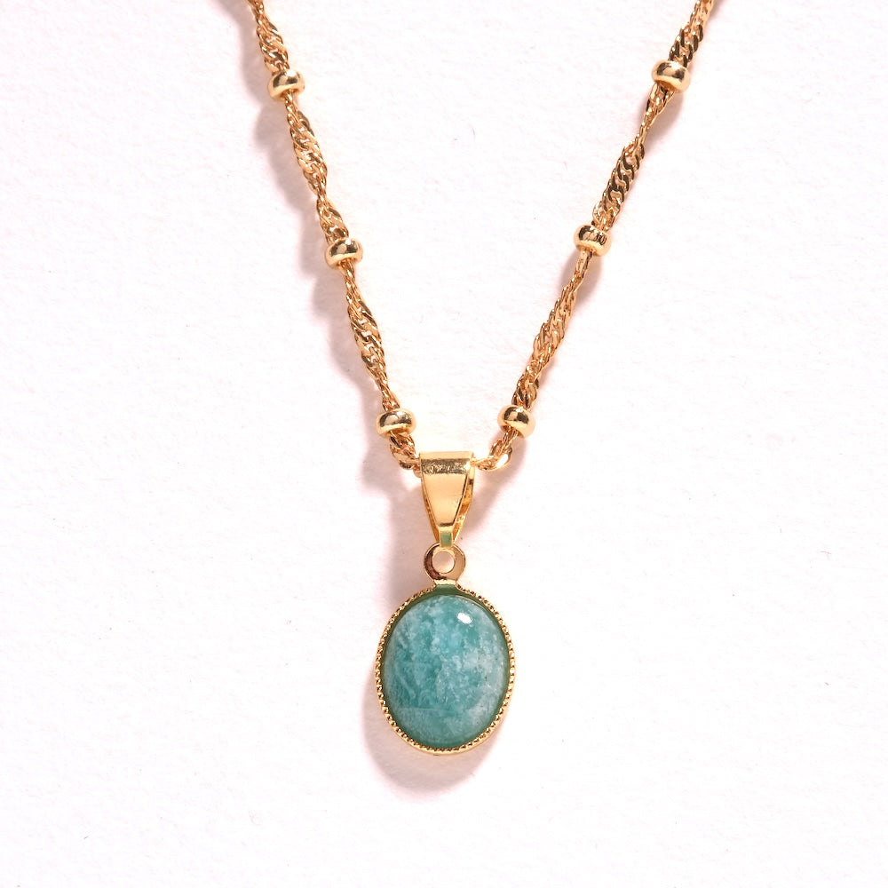 Collier avec pendentif Amazonite doré sur chaîne fine