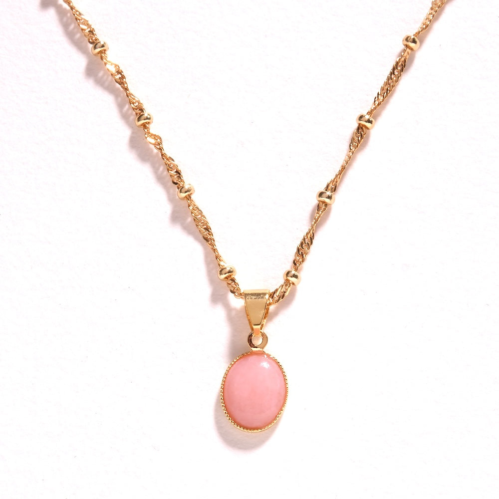 Collier avec pendentif Opale rose doré sur chaîne fine