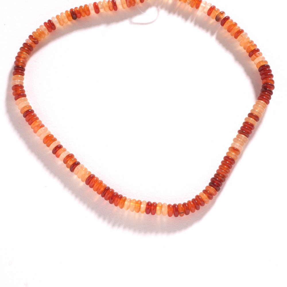 Collier en perles heishi de cornaline orange
