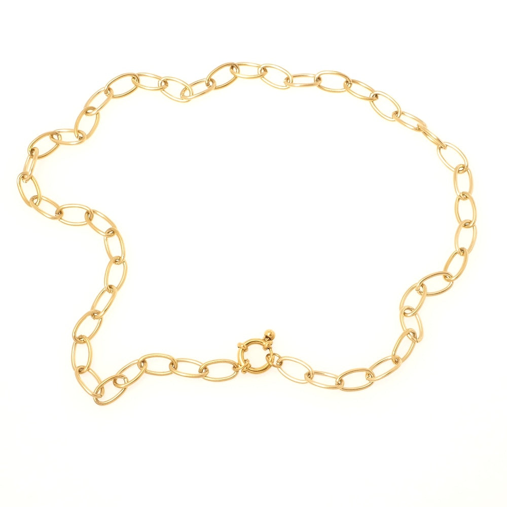 Collier ras de cou chaine ovale en acier inoxydable 304 Doré 18K