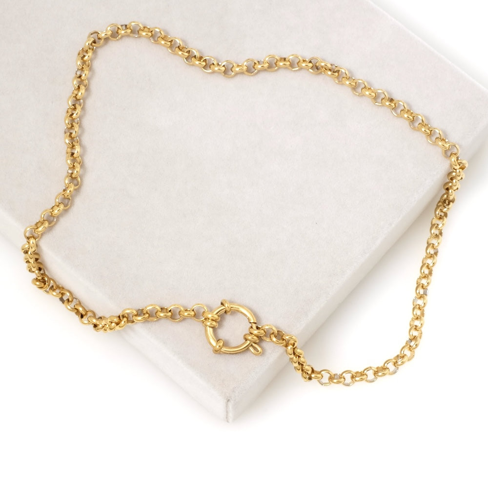 Collier ras de cou chaine ronde en acier inoxydable 304 Doré 18K